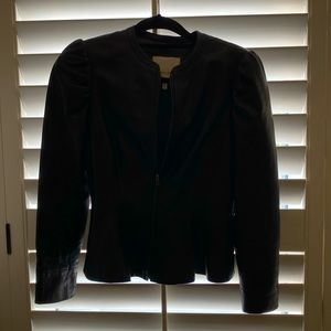 Beautiful silhouette soft lamb skin black leather jacket by Rebecca Taylor